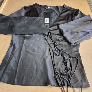 Lioness Black Satin Wrap Blouse